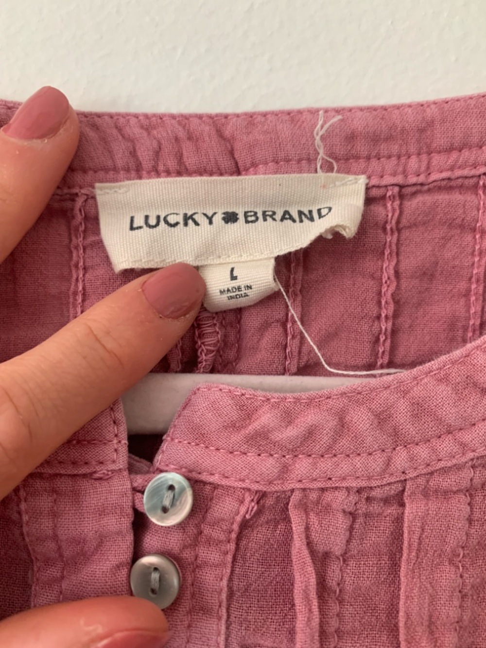 Lucky Brand Pintuck Henley Tank - Size L - Picture 3 of 4